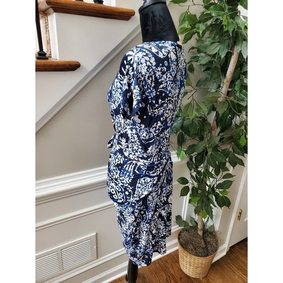 Michael Kors Women's Blue Polyester Round Neck Short Sleeve Knee Length Dress S - Picture 7 of 12